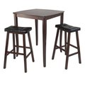 Winsome Trading Winsome Trading 94360 3pc Inglewood High- Pub Dining Table with Cushioned Saddle Stool 94360